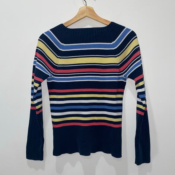 Jones NY Sport 100% Cotton Striped Button Up Cardigan, Women’s Large - Picture 3 of 10